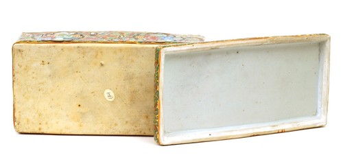 19C Chinese Export Rose Medallion Celadon Scholar Brush Box - Picture 7 of 9