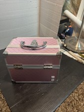 Caboodles Pink Metal  Plastic Makeup Case with Handle, Lock, Folding Organizer