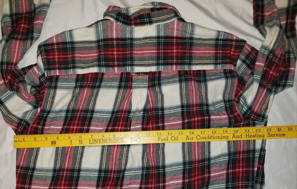 Red Head Mens Flannel Button Front Shirt L Long Sleeve Red Green Plaid Holiday - Image 4 of 4
