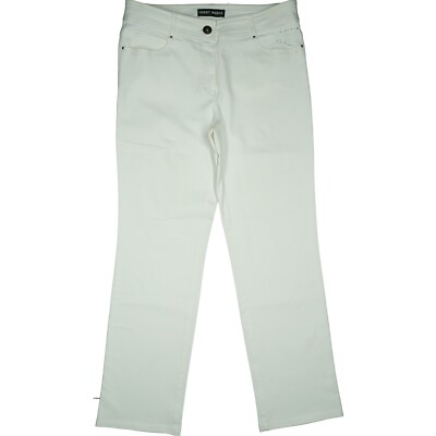 Gerry Weber 1487.8oz30 Jeans White Pants Ladies Stretch Straight Leg W34 XXL Top