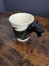 Scottish Terrier Dog Vintag3D Head Handle Ceramic Cup Coffee Hand Painted Scotty