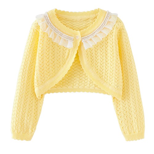 Kid Girl Knit Cardigan Sweater Bolero Jacket for Communion Christening Dress - Picture 18 of 22