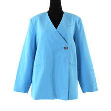Ganni Suiting Boxy Ethereal Blue Cotton Oversized Blazer 34 Relaxed Fit Jacket S