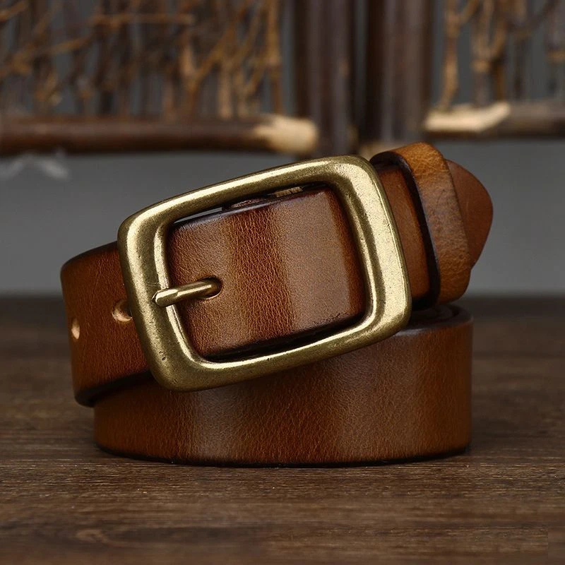 High Quality Leather Mens Belts, Copper Buckle Leather Belt