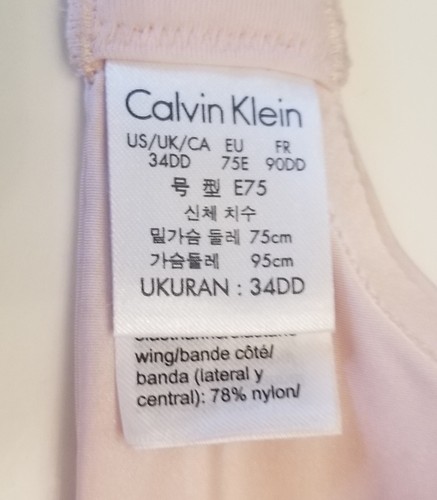 Calvin Klein Bra 34DD Barely Pink Unlined Underwire Lace Adjustable Straps - Picture 18 of 20