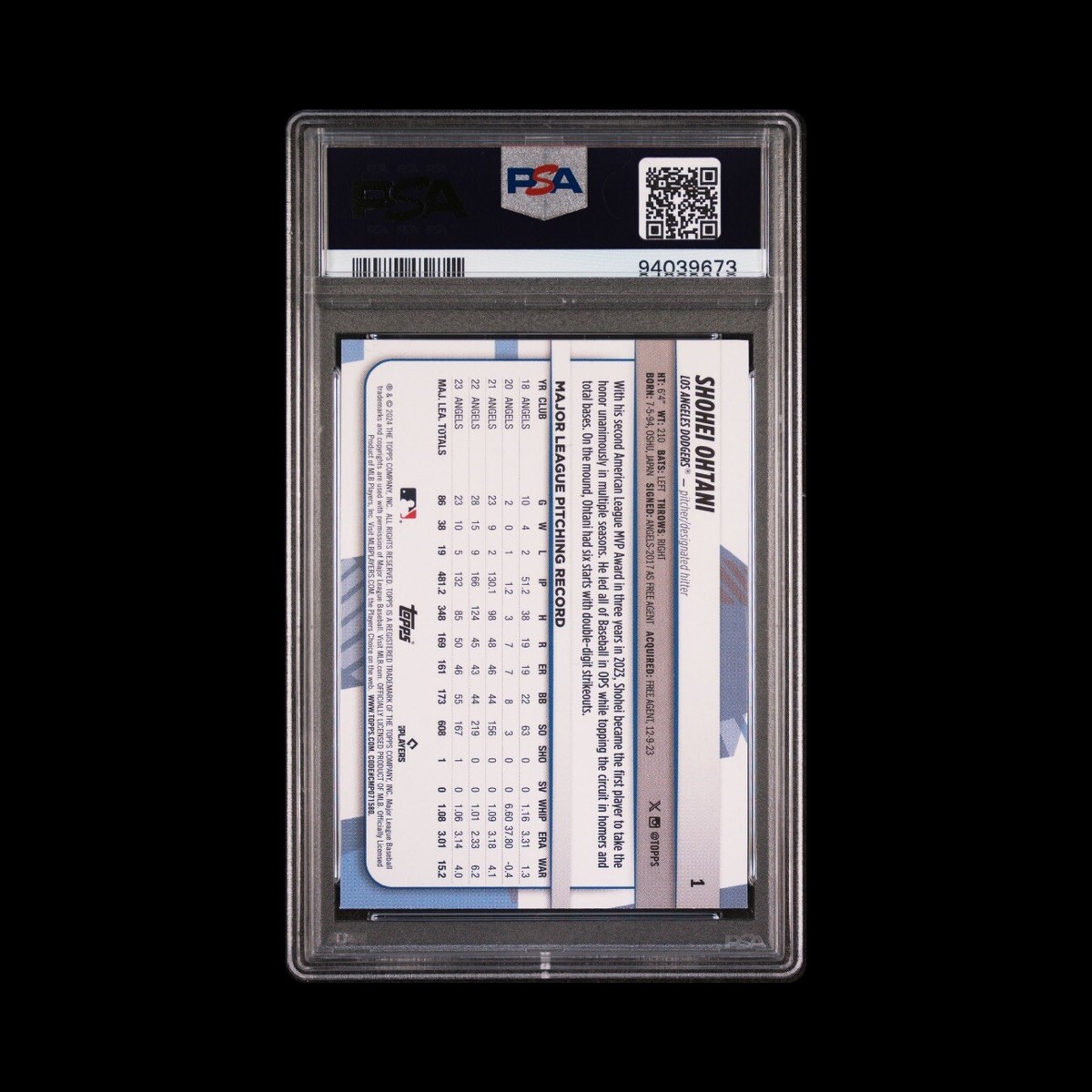 2024 Topps Big League - #1 Shohei Ohtani PSA 10 GEM MT POP