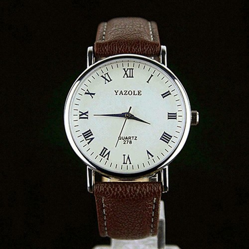 Herren Armbanduhren Uhr Analog Quarz Mode Geschenk BESTES Leder Braun- - Bild 3 von 14