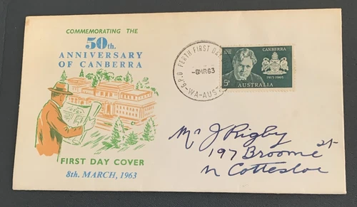 Australian FDC 1963 50th Anniversary of Canberra
