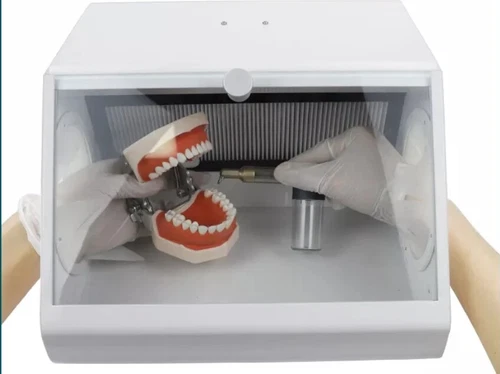 Dental Sandblasting Dust-proof Box Double Suction System+Built-in LED Light CE - Picture 1 of 24