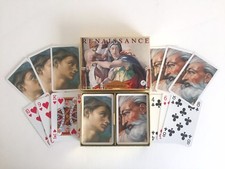 VINTAGE MID CENTURY RENAISSANCE MICHELANGELO PLAYING CARDS DOUBLE DECK BOX SET