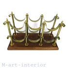 VTG ITALIAN WOOD BRASS HOLLYWOOD REGENCY MID CENTURY STYLE 6 BOTTLE WINE RACK