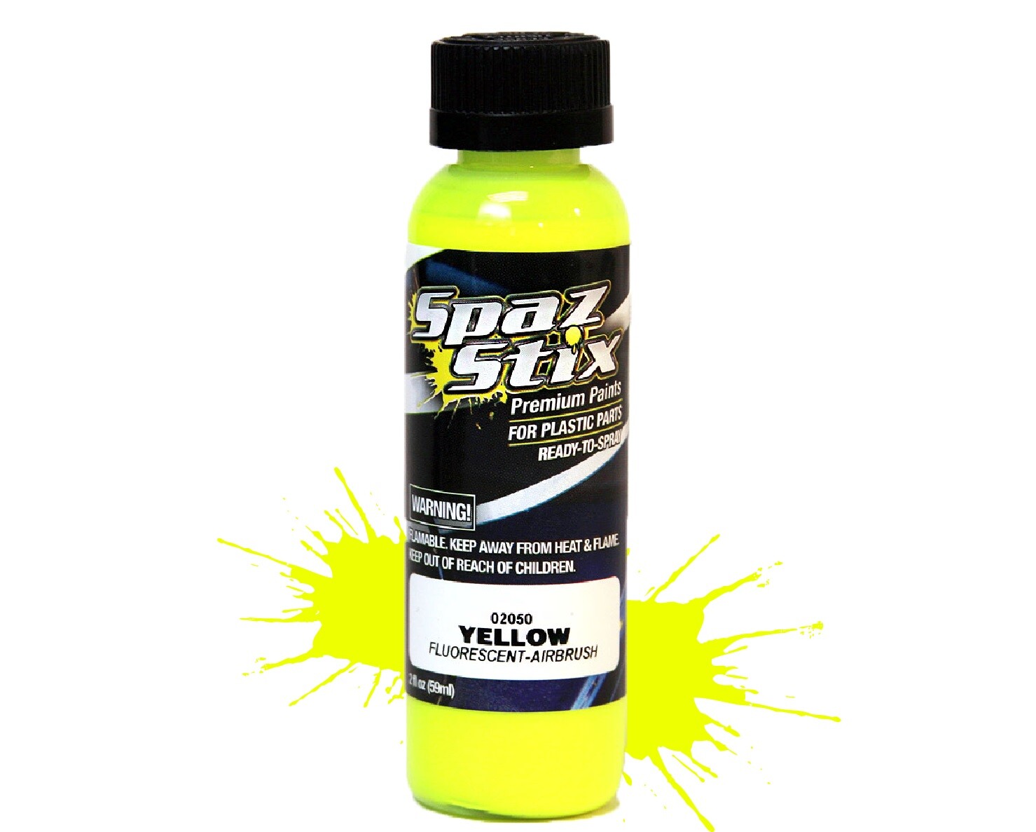 SPAZ STIX Fluorescent Yellow Airbrush Ready Paint 2oz Bottle SZX02050