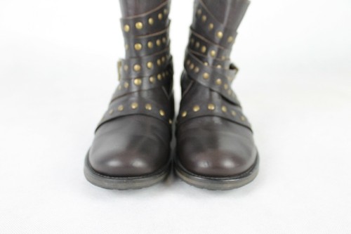 Firetrap Brown Leather Ankle Boots Size UK 7 Studded Straps Pull On Worn Once - Picture 7 of 9