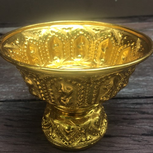 Vintage Style Phan Lao Thai Design High Foot Gold Tray Embossed Aluminum Gift - Picture 49 of 104