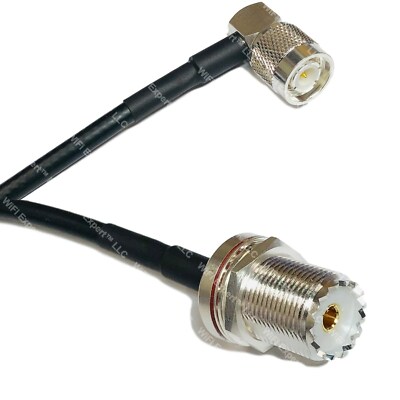 LMR195 Silver TNC Male Angle to UHF Female BULKHEAD Coax RF Cable USA Lot