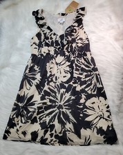 Ann Taylor Loft Fit & Flare Sleeveless Dress Size 2 Brown Elastic Waist D-2