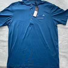 Greyson Cayuse Golf Polo Mens L Stretch Quick Dry Breathable Blue Embroidered