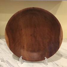 Cherry Wood Handturned Bowl Approximately 14in Round 3.5 Tall Signed