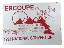 Vtg Ercoupe 1991 National Convention Sticker Lock Haven PA Pilot Airplane
