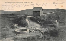 Giant Mountains Elbe Source 1346M Above Sea Level Postcard AK