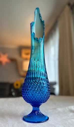 FENTON GLASS - Beautiful Turquoise Blue LARGE 19.75" Vase or Glass Sculpture Art