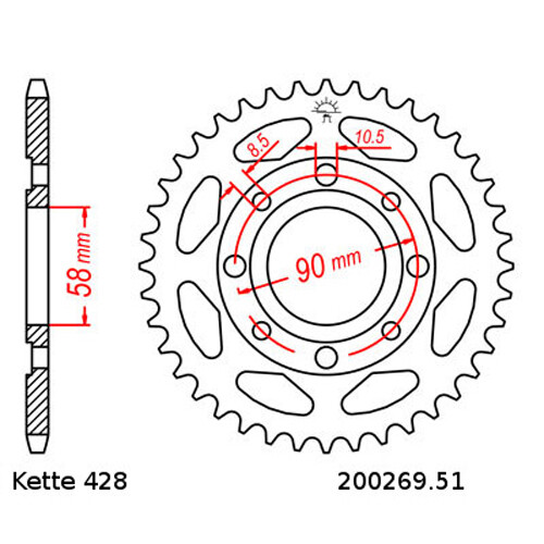 Chain Set Kreidler Supermoto 125 DD 08-14 Disc Brake Chain RK GB 428 Mxz 13 - Picture 3 of 4