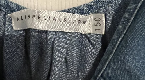 Girls Size 150 (12 US) Denim Material Spaghetti Strap Romper Dress - A0165 - Picture 3 of 6