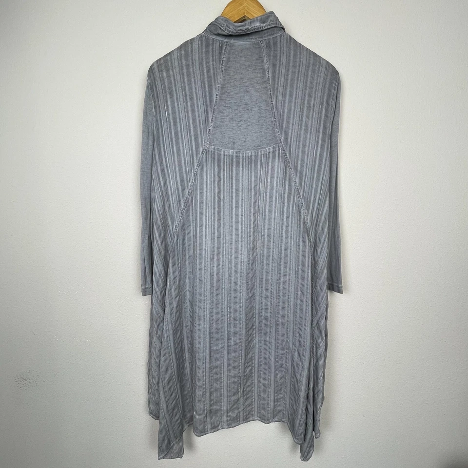 Top túnica asimétrica gris Mind Set by XCVI L alto bajo artístico Lagenlook Foto 3 de 4