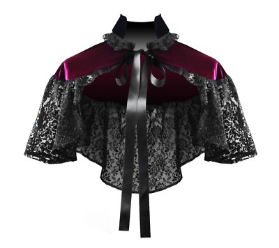 Victorian Gothic Historical Steampunk Pirate Lolita Velvet & Lace Capelet