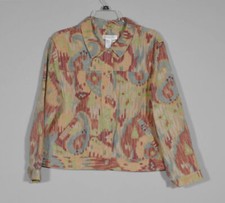 Women's Coldwater Creek 100 Cotton Multicolor Geometric Jacket Sz PXL