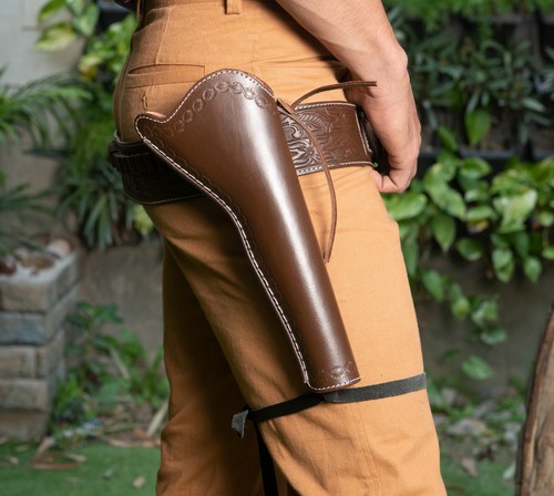 Funda de cuero se adapta a Colt Uberti Pietta modelo 1861 azul marino 1851 1860 modelo de pistola del ejército - Imagen 5 de 6