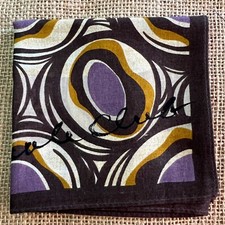 MAN HANKY BROWN PURPLE GEOMETRICS CLASSIC COTTON VTG POCKET ART SQUARE 18   JP38