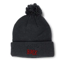 Pom Pom Beanies for Women Free Style Bmx Embroidery Bmx Acrylic Skull Cap 1 Size