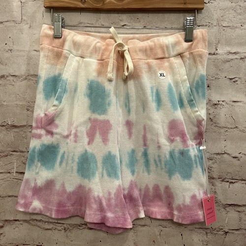 Simply Southern Girls Candy Tie Dye Waffle Knit Lounge Shorts Pink Purple XL NEW
