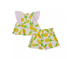 Pippa Julie Girls' Cotton Gauze Pineapple Top Shorts Set Multi Size 6X 1151