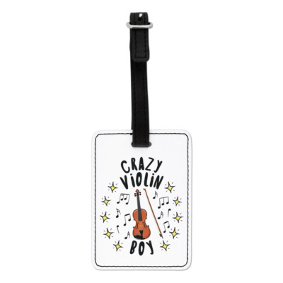 Gift Base Crazy Violin Boy Stars Visual Gepäckanhänger aus Kunstleder