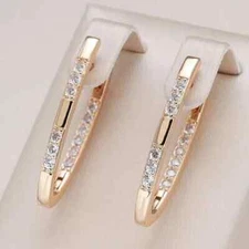 Round Cut Simulated Diamond Women's Stunning Drop Earring 14K Rose Gold Plated