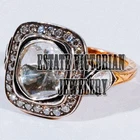 0.85ct Genuine Old Mine Rose Solitaire Antique cut Diamond Victorian Silver Ring