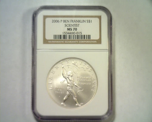 2006 P $1 BEN FRANKLIN SCIENTIST SILVER DOLLAR NGC MS 70 PREMUIM QUALITY PQ