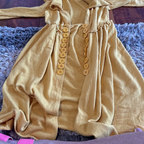 moth anthropologie cardigan Buttons Sz Small Open Yellow LN - Picture 2 of 8