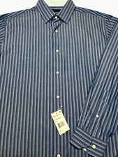 NWT Ben Sherman Mens Button Front Long Sleeve Cotton Stripe Shirt L 16 32/33