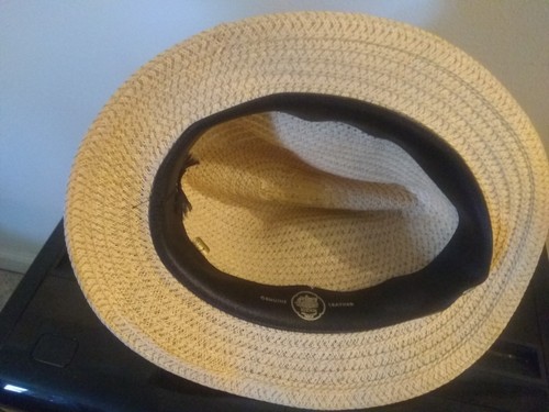VTG STETSON Fedora Panama Straw Gangster Fedora Hat WIDE FABRIC BAND Sz 7 1/8 - Picture 13 of 13