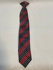 youth boys clip on tie necktie 15" striped red blue