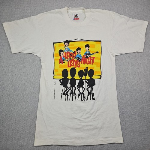 VTG 1987 THE BEATLES HARD DAYS NIGHT SONG TITLES T SHIRT SINGLE STITCH SIZE M - Afbeelding 1 van 14