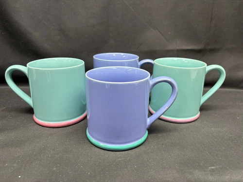 Lindt Stymeist "COLORWAYS"  Japan ~ Set of 4 (2 colors)  Mugs ~ 3 3/4" Tall