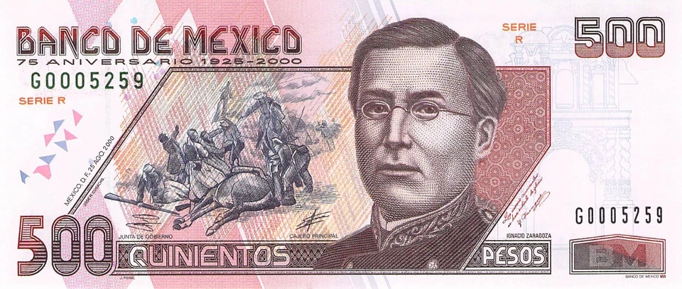MÉXICO 2000 Conmemorativo - 20 50 100 200 500 PESOS P-111 112 113 114 115 UNC Foto 2 de 4