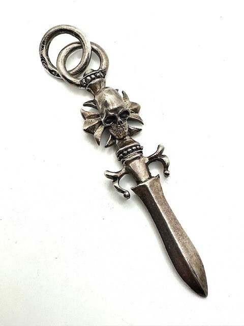 KING BABY STUDIO Huge Baby Skull Cross Dagger Pendant Necklace