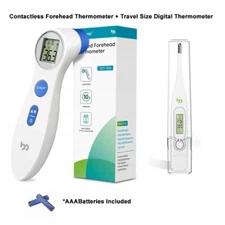1 Set of 2 Digital Thermometer: 1 Forehead and 1 Oral Thermometer Health Kit