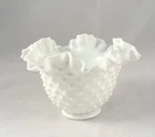 Fenton Milk Glass Hobnail White Vintage Candy Dish Ruffled Edge Bowl