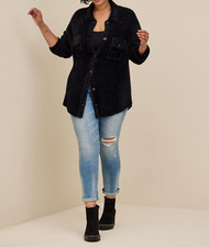 Torrid Eyelash Shacket Collared Sweater Black Plus Size 3 3x 22 24 #h15667